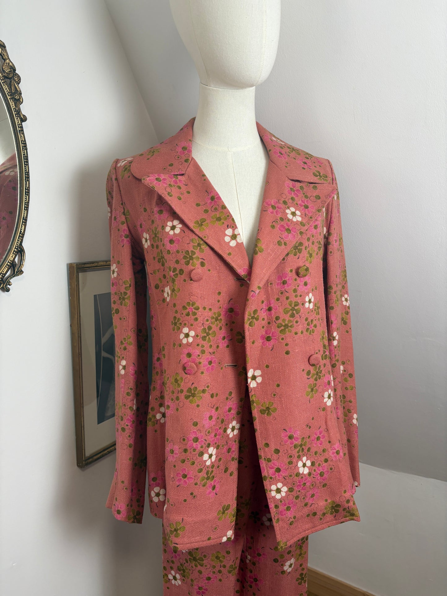 1970s Pink Floral Suit
