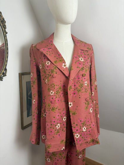 1970s Pink Floral Suit