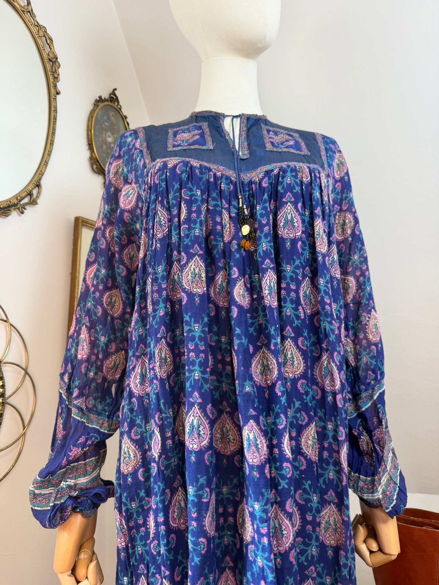 1970s Indian Silk & Cotton Dress
