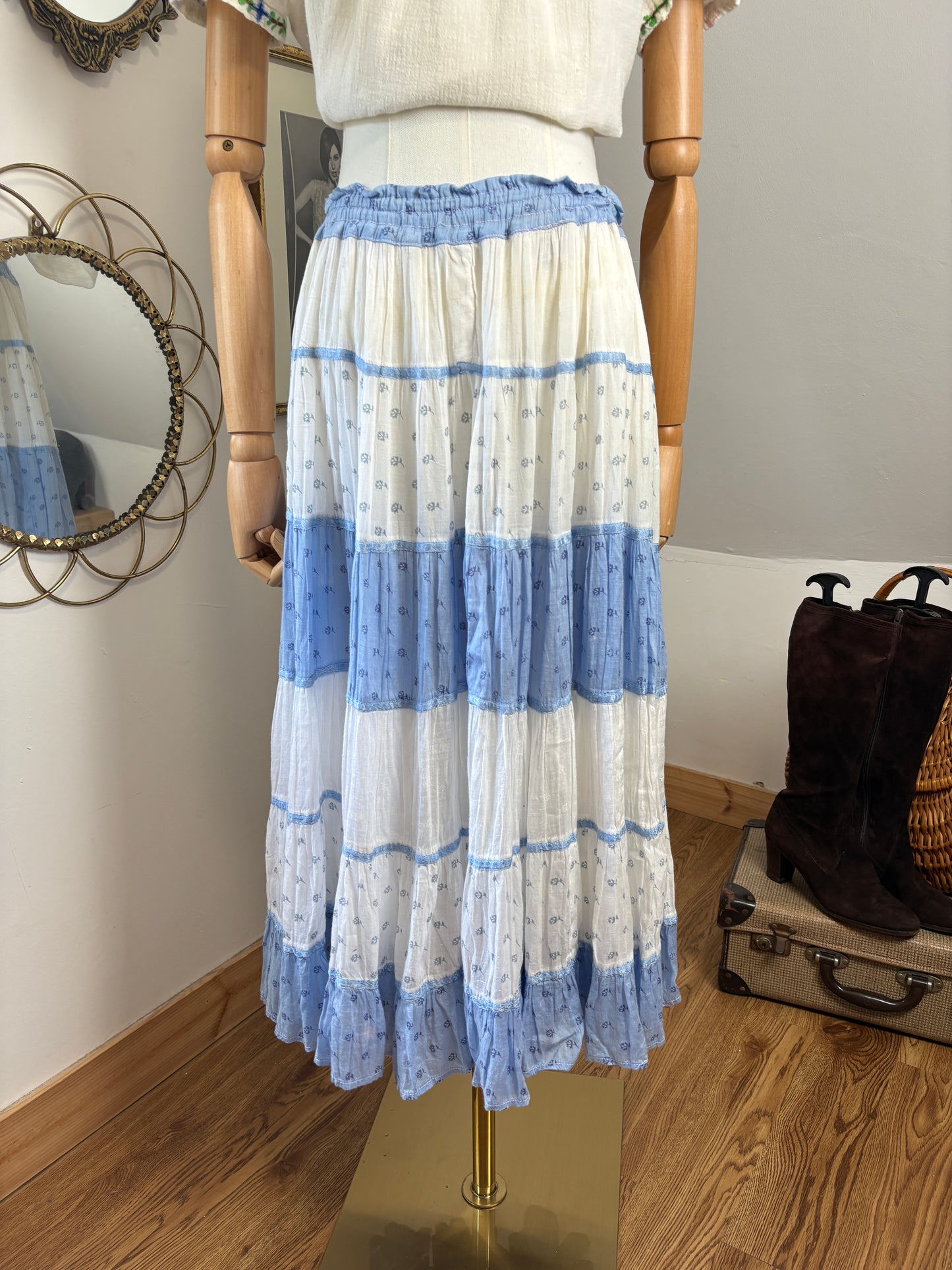 1970s Tiered Cotton Skirt