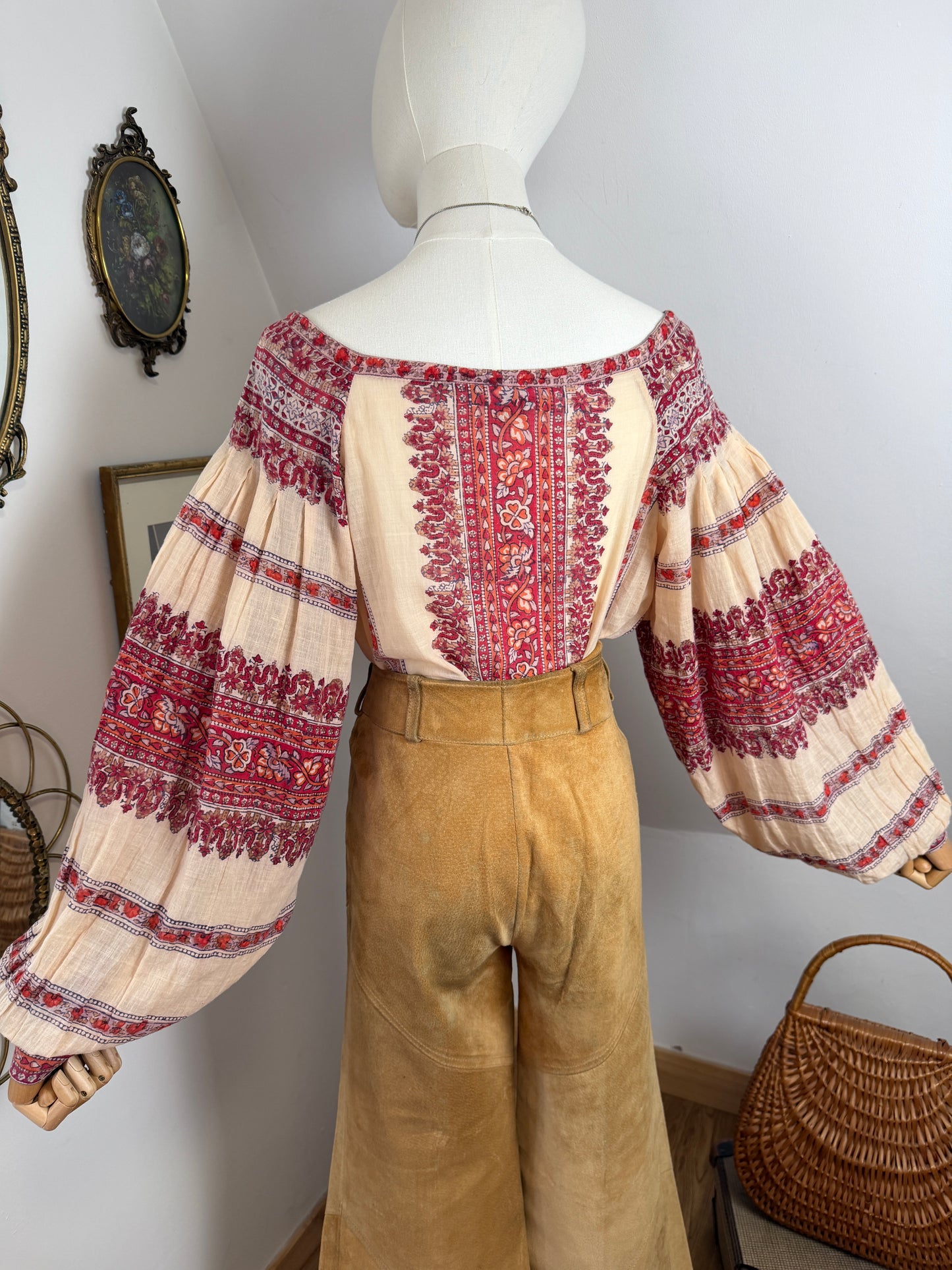 1970s Anokhi Romanian Style Blockprint Blouse