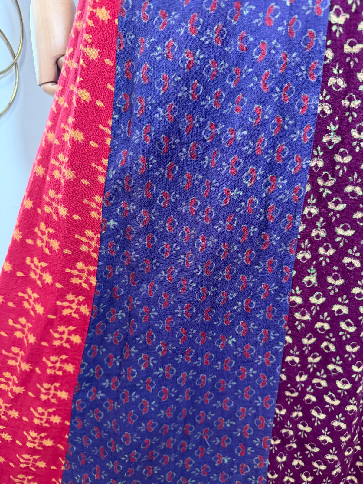 1970s Patchwork Blockprint Skirt