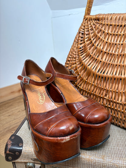 Incredible 1970s Leather Wedge Platforms