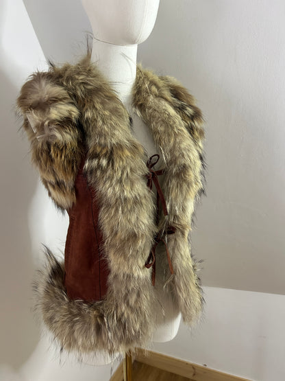 1960s Suede Waistcoat with Fur Trim