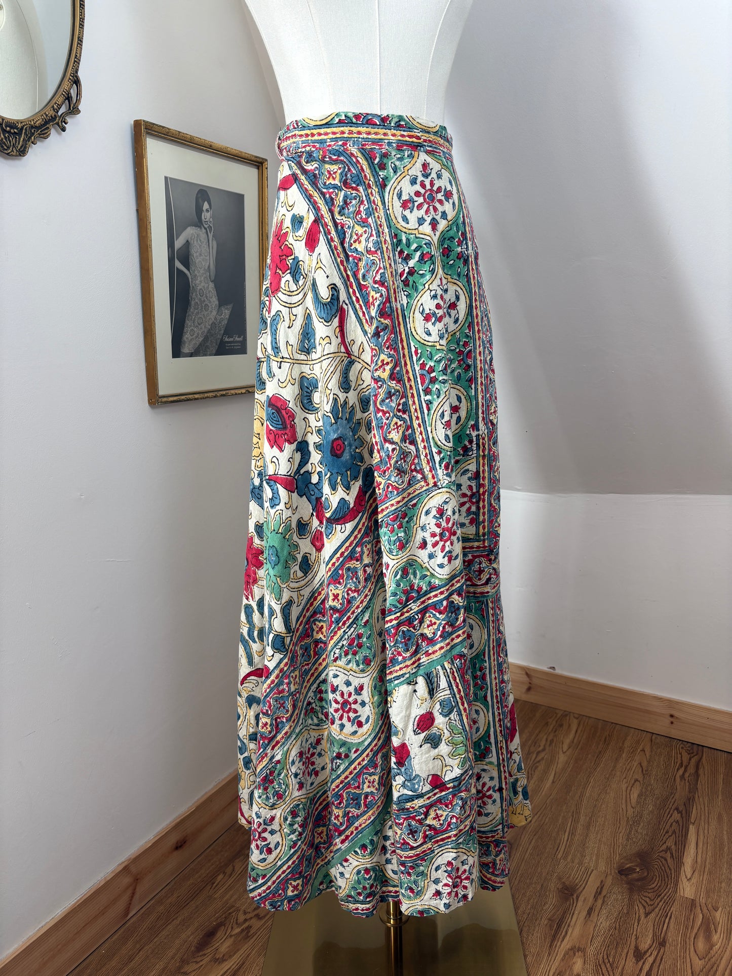 1970’s White Indian Blockprint Skirt