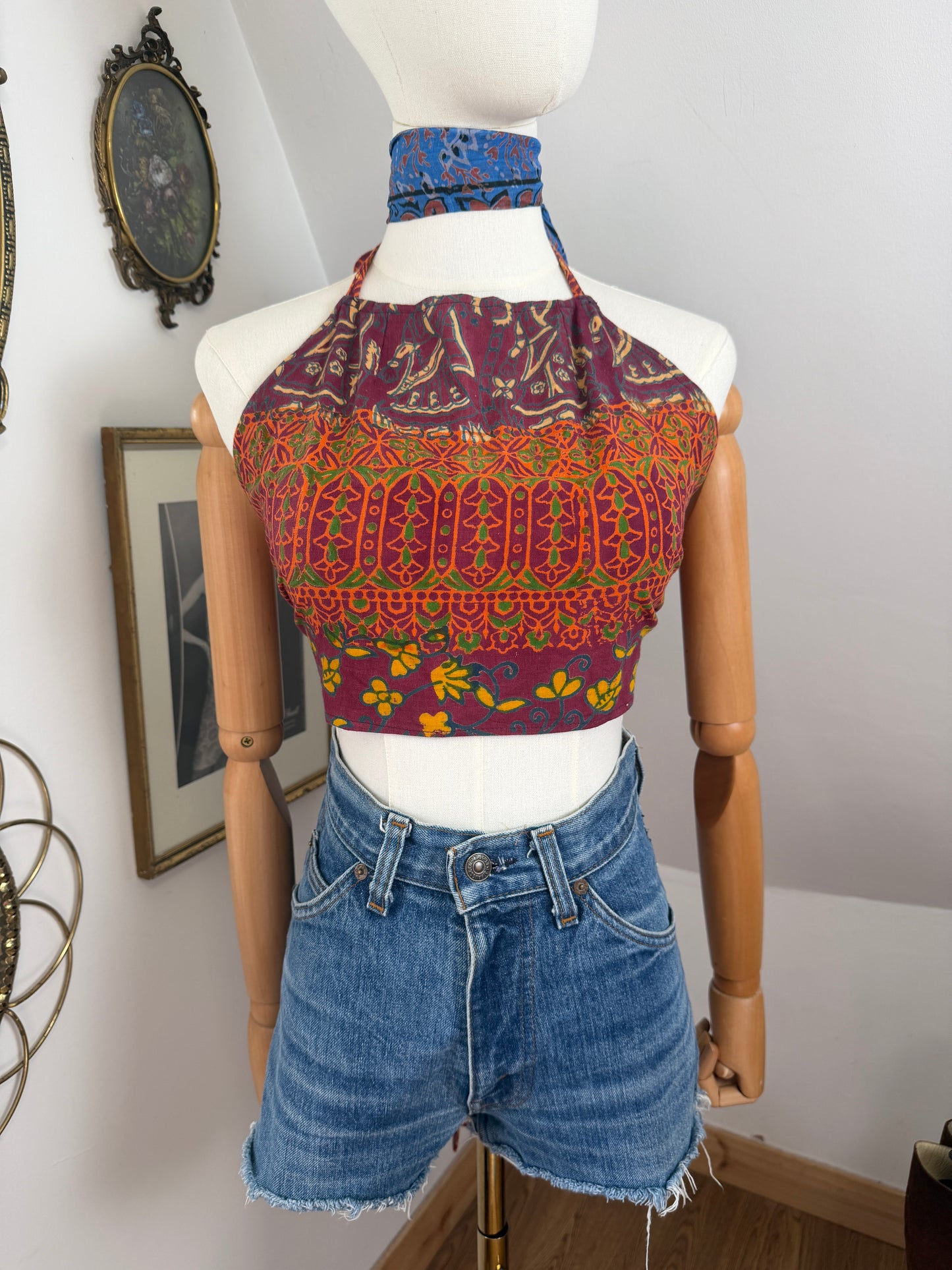 1970s Indian Blockprint Halterneck