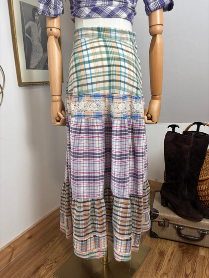 1970s Madras Tiered Skirt