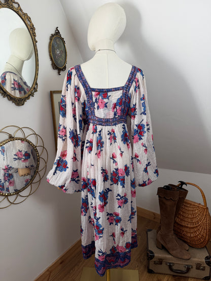 1970s White Lurex Indian Dress