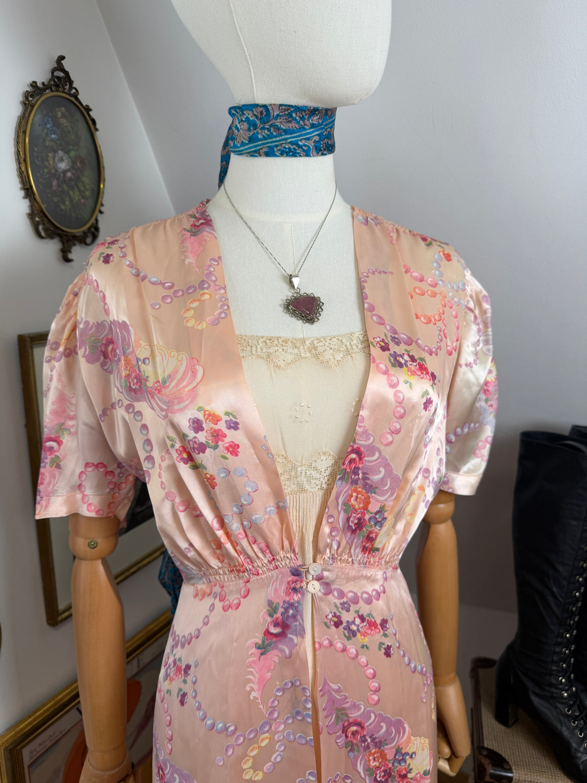 1940s Satin House Gown