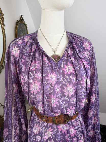 1970s Purple Indian Cotton Dress