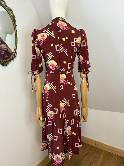 1970s Does 1930s ‘Paul Nicholas’ Crepe Art Deco Dress