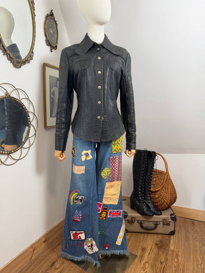 1960s / 70s Leather Beagle Collar Jacket