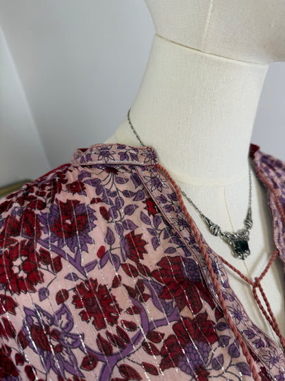 1970s Lurex Blockprint Blouse