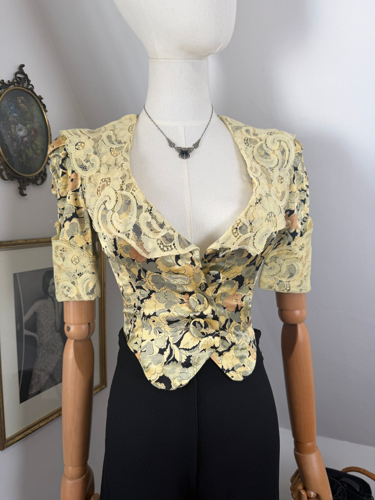 1970s ‘Biba’ Satin Lace Shirt